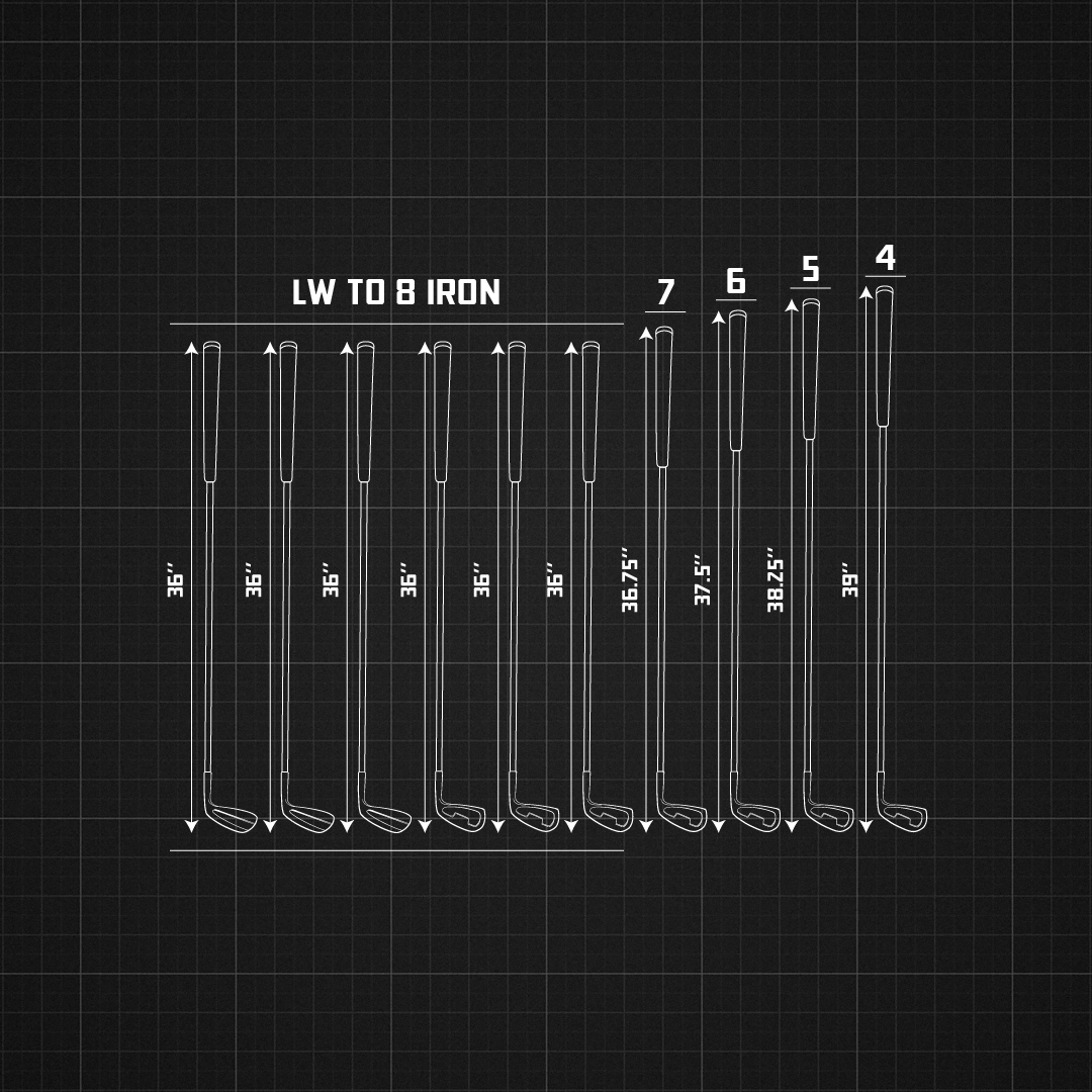 Left Handed Origin Curved Combo Length Irons Black DLC